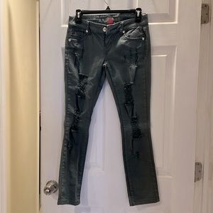 Green Almost Famous Distressed Jeans